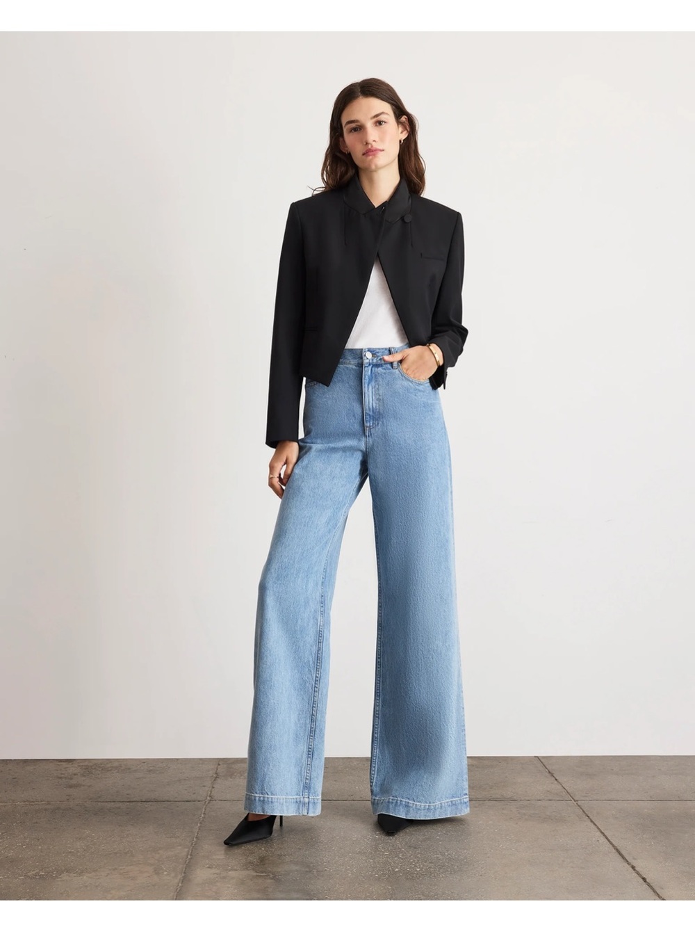 Tanya Taylor Light Blue High-Rise Wide-Leg Jeans